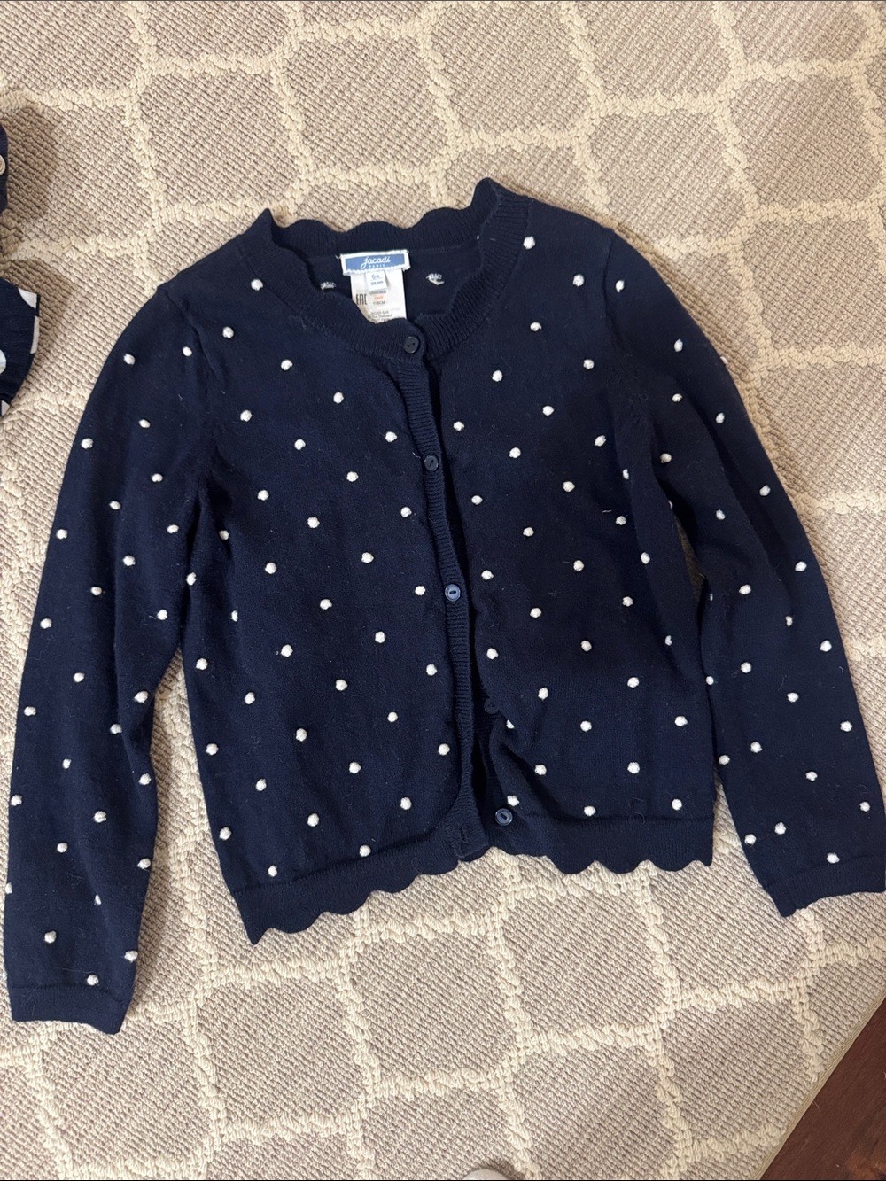 Jacadi Navy Blue Cardigan with White Polka Dots